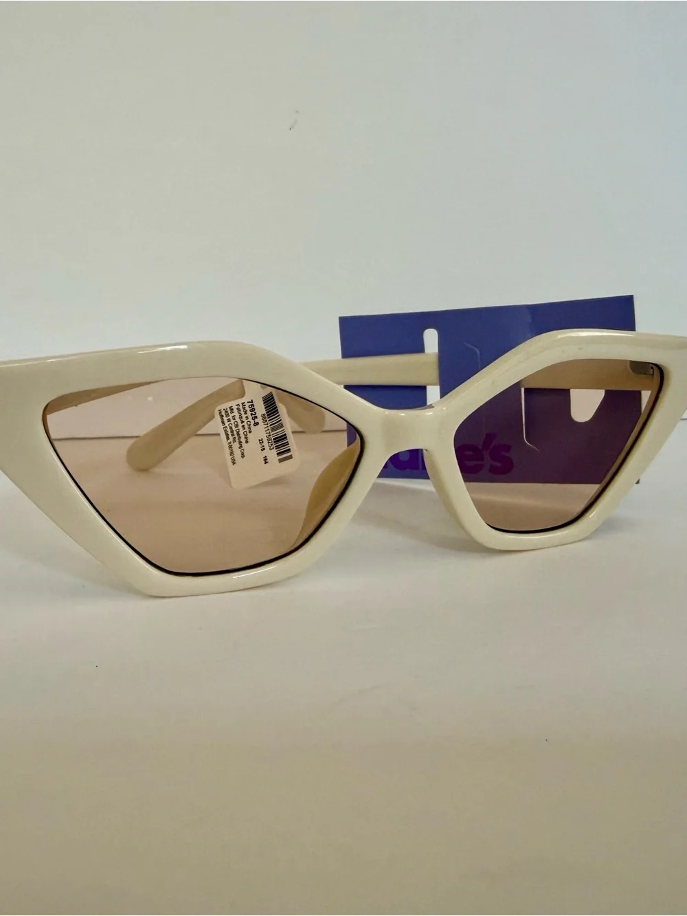 Claire's White Cat Eye Sunglasses with Pink Lenses